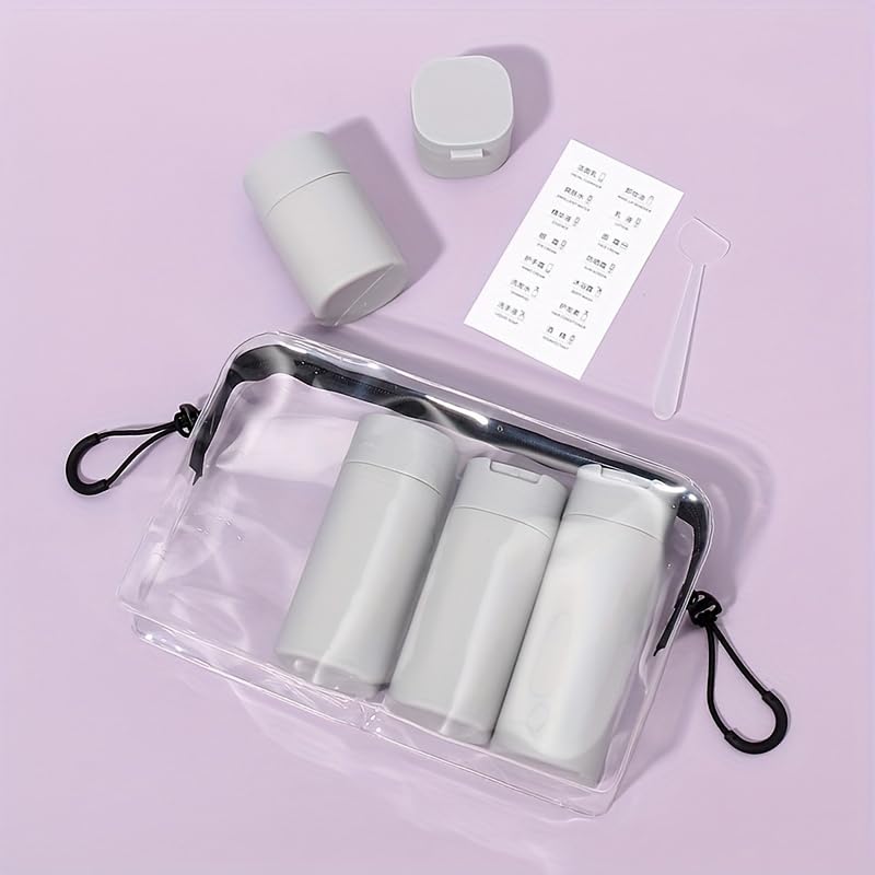 Fanpoi 5Pcs Travel Cream Dispenser Bottles Set Travel Bottles Toiletry Containers Set, Tsa Approved, Travel Essentials (Light Gr
