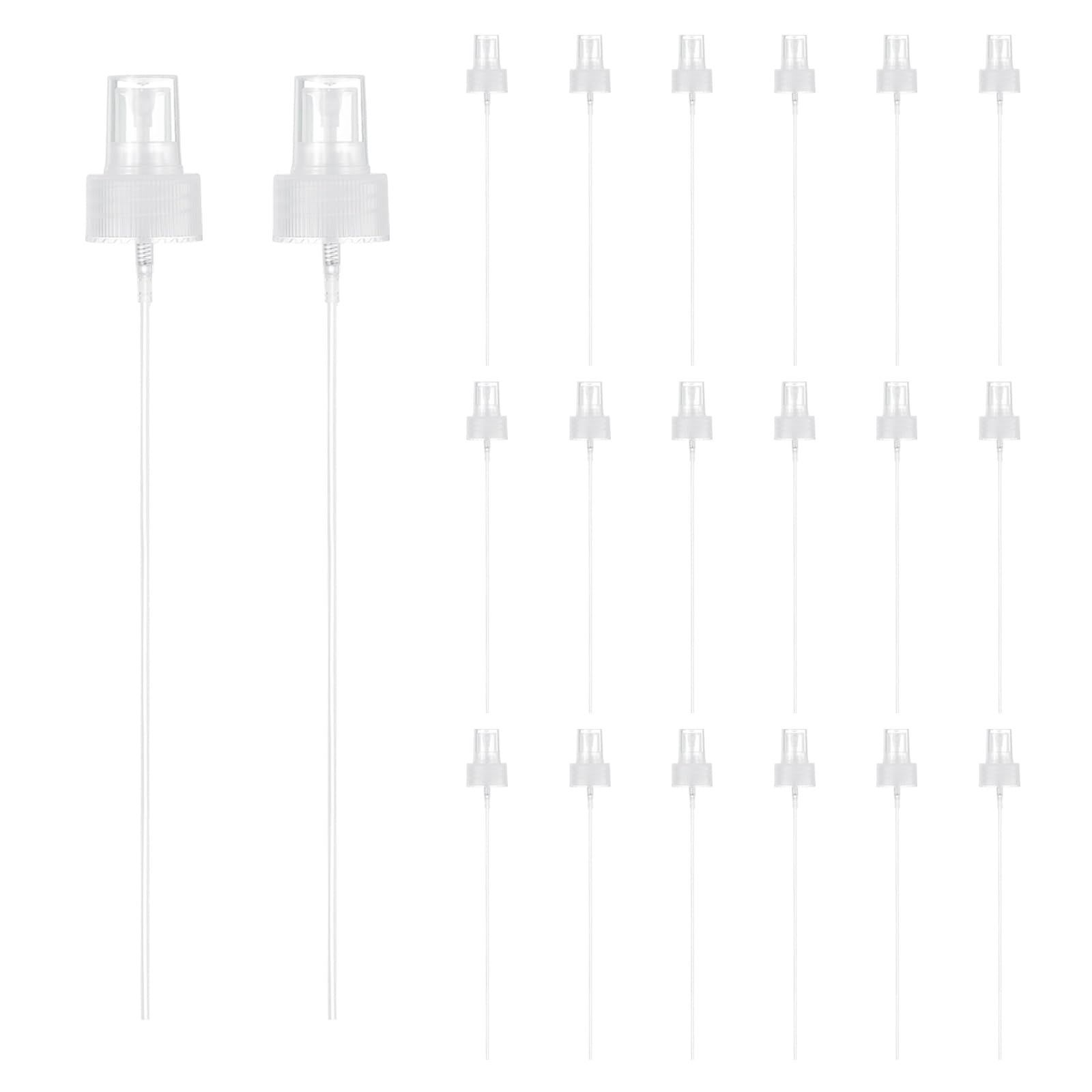 uxcell 24 Pcs Clear Spray Top, 28/410 Fine Mist Sprayer Reusable Replacement Spray Bottle Pump Stripe Plastic Top for Cosmetic P