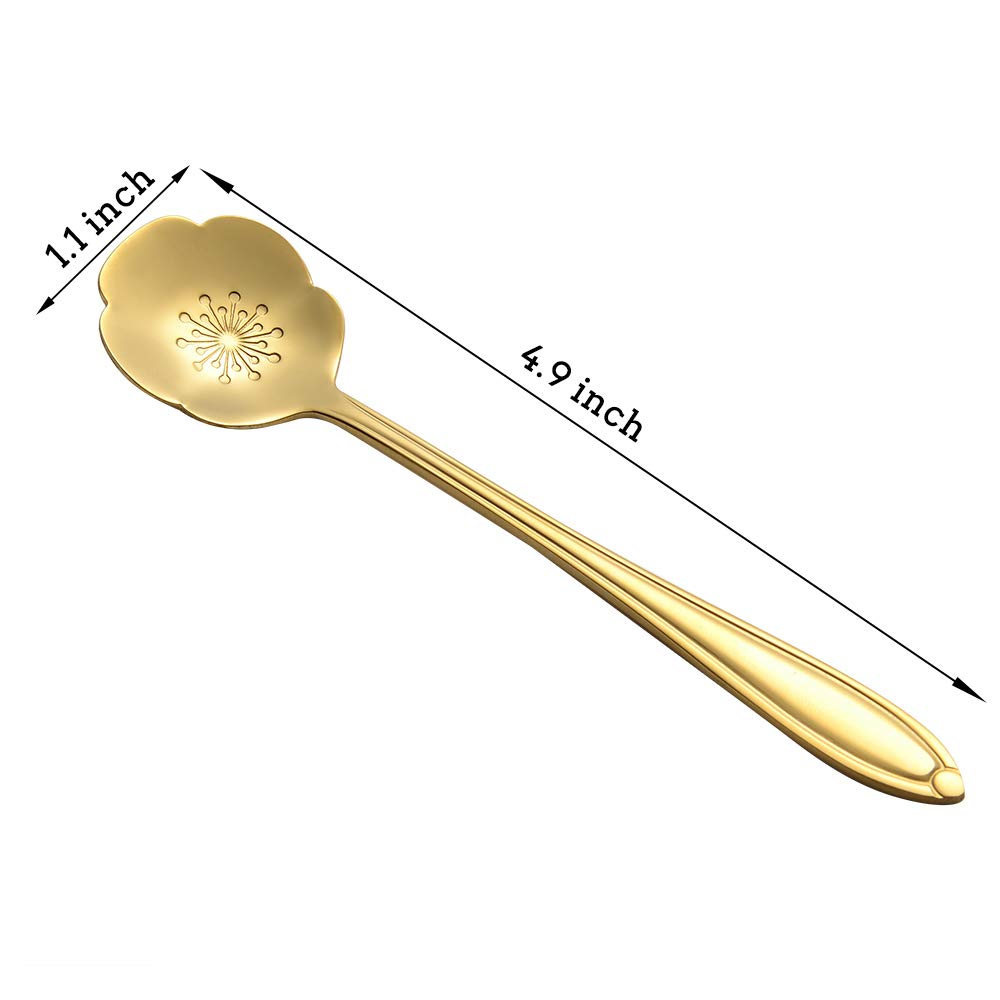 Ansaw 8 Pcs Flower Spoon Set, Stainless Steel Reusable Tea Scoops Stirring Spoon Coffee Spoon Mixing Spoon Sugar Dessert Cake Sp