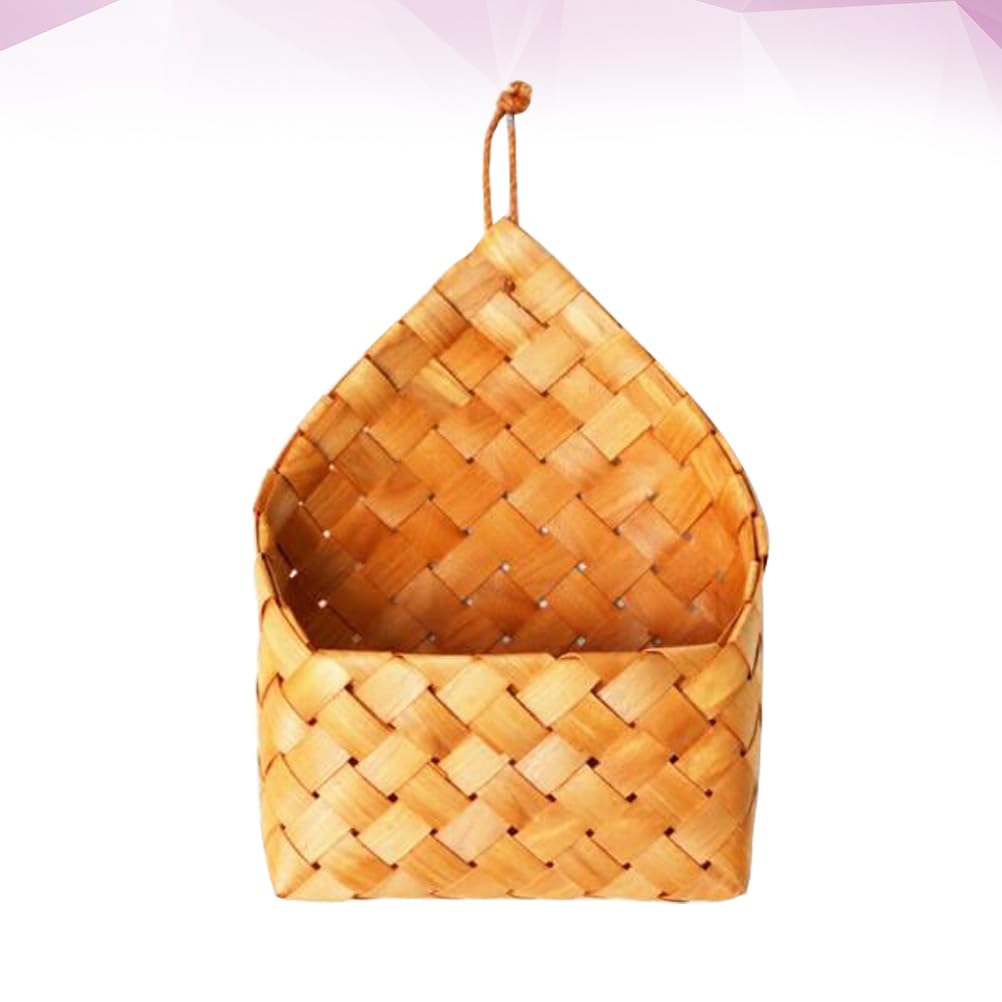 Topbathy Woven Storage Basket Wall Mounted Hanging Basket Wall Hanging Storage Organizer Entryway Mail Letter Holder Wall Decor