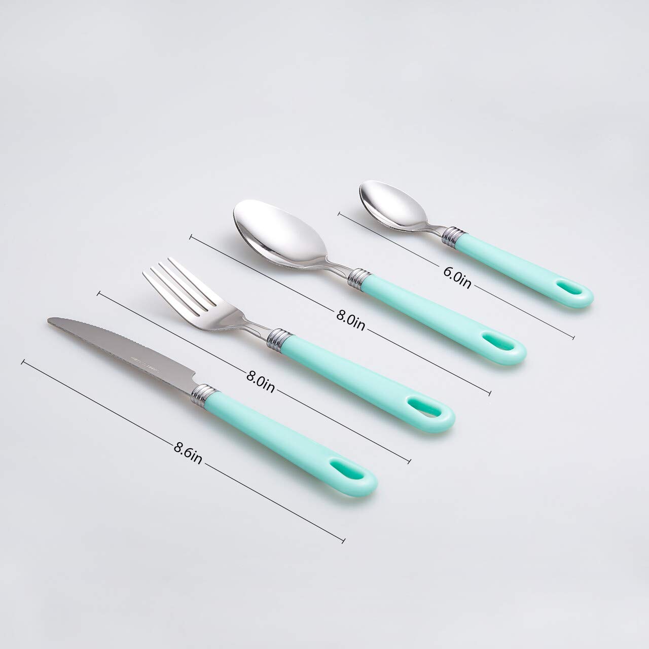 Cutiset 25 Piece Stainless Steel Flatware Set With Hanging Caddy (Green, 25-Piece)
