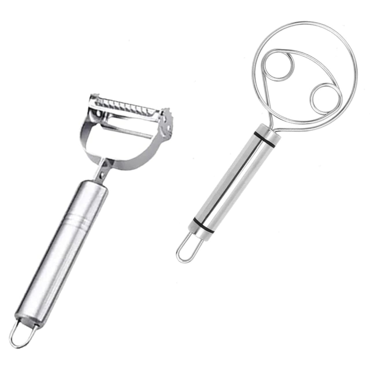 Sarthu Special Combo Pack Of 2 Stainless Steel 2In1 Julienne Vegetable Peeler & Multifunctional Stainless Steel Dough Mixer | 