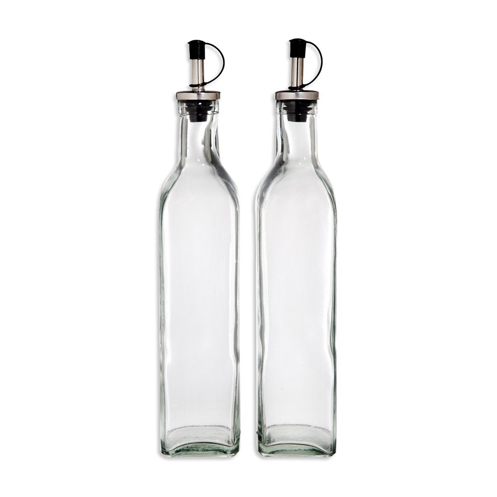 Glass Oil & Vinegar Dispenser Cruet Bottles, Set Of 2