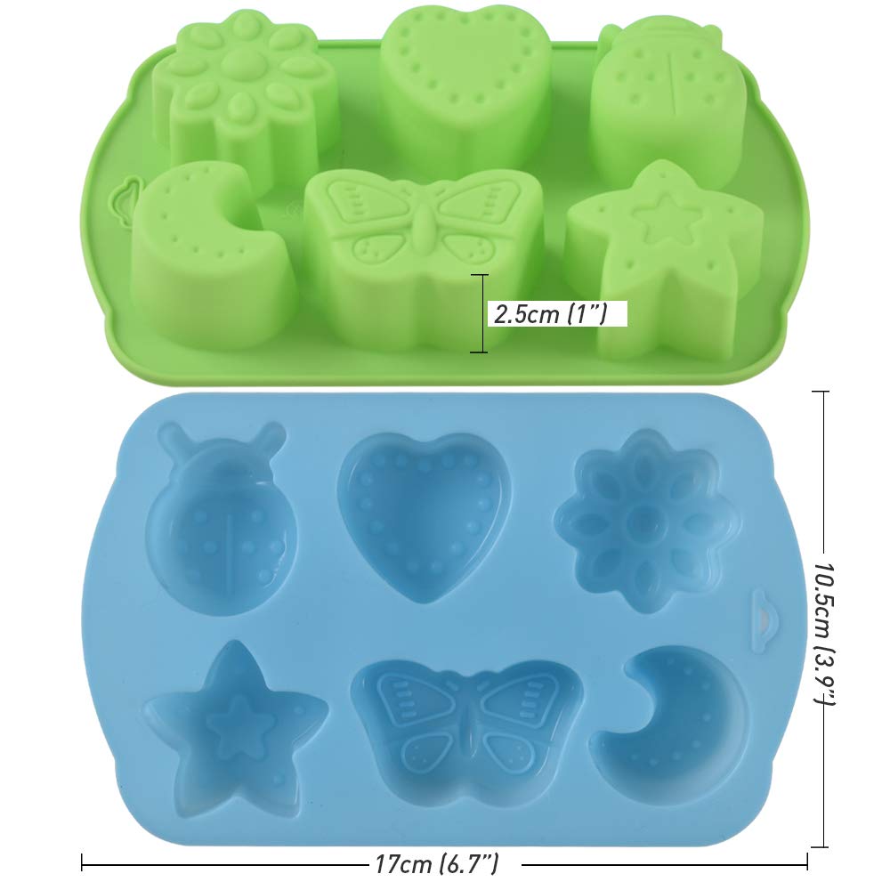 Newk Insects Silicone Candy mold  4 Packs 6- Cavity Animal Butterfly Moon Star 3D Bakeware Mold  Nonstick Food Grade Mold for Candies  Chocolate  Ice Cube  Resin Craft
