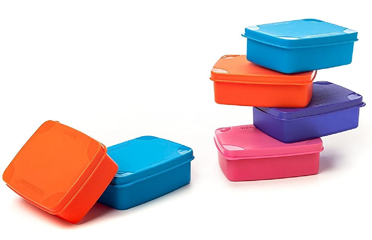Signoraware Handy Square Plastic Container Set, 150Ml, Set Of 6, Multicolour