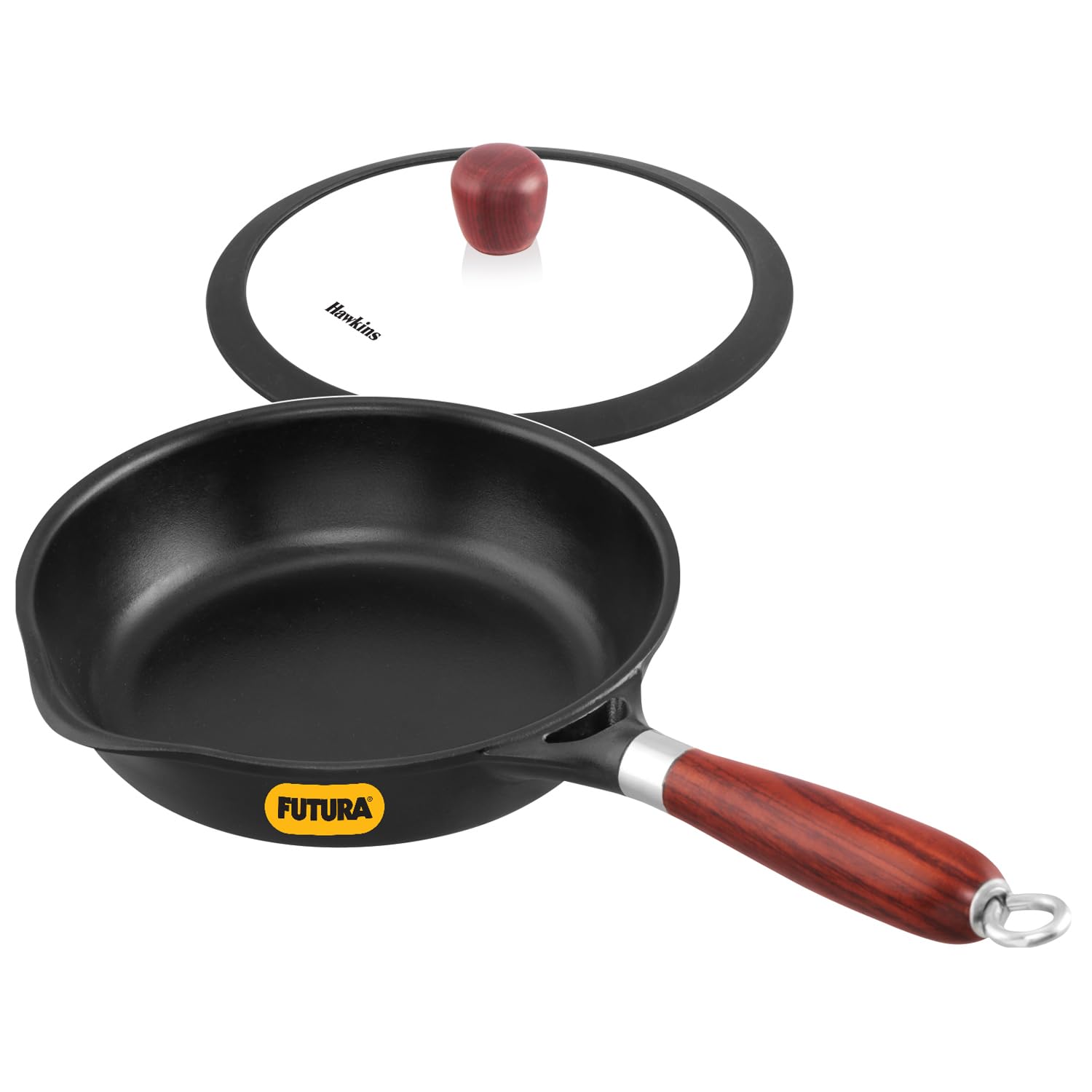 Hawkins 20 Cm Futura Cast Iron Frying Pan | Induction & Gas Compatible | Naturally Nonstick | No Coating | Ideal For Egg/Omelett