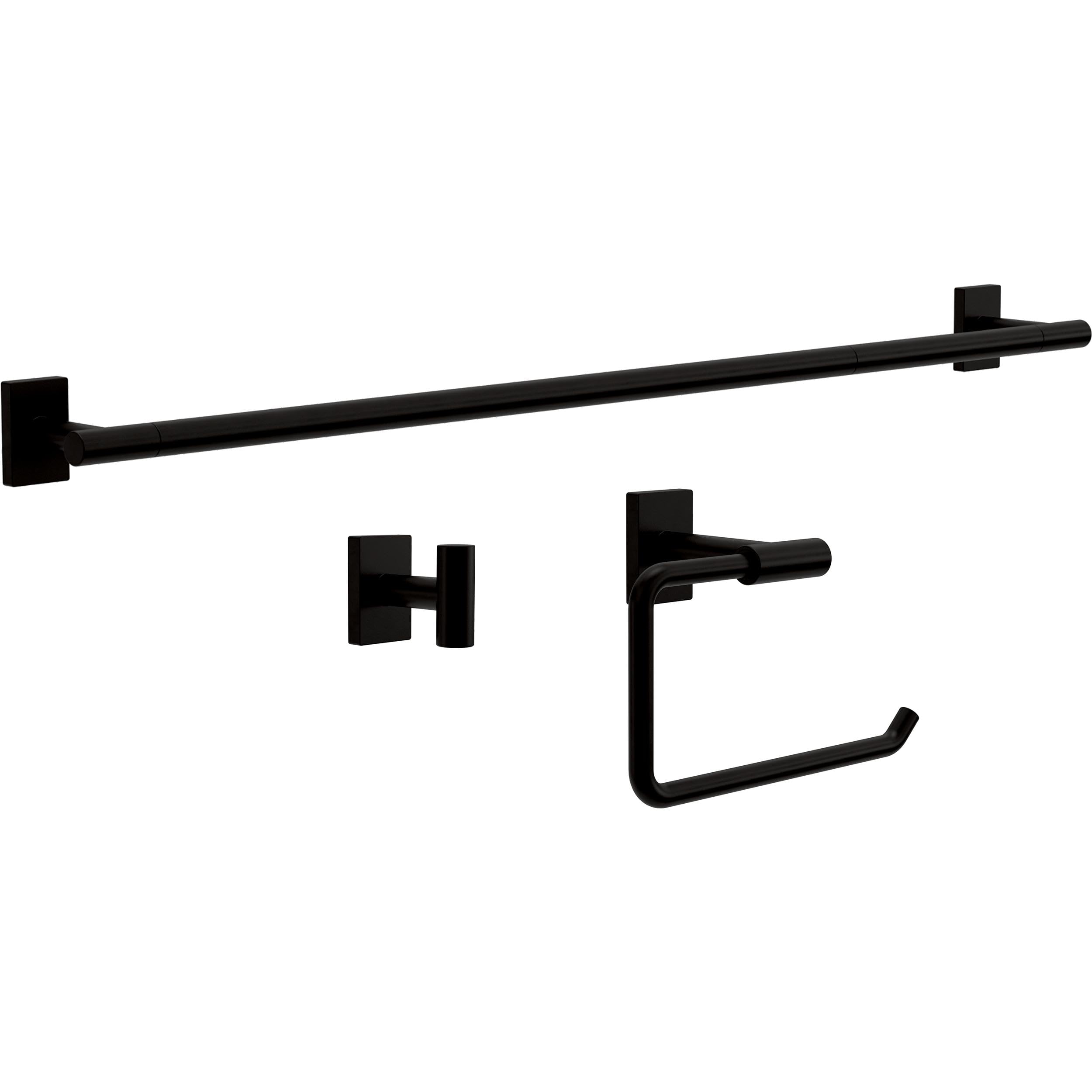 Franklin Brass Hartwell (1-Pack) Toilet Paper Holder, Euro Single Post Tissue Roll Wall Mount Tp Storage, Matte Black Bathroom D