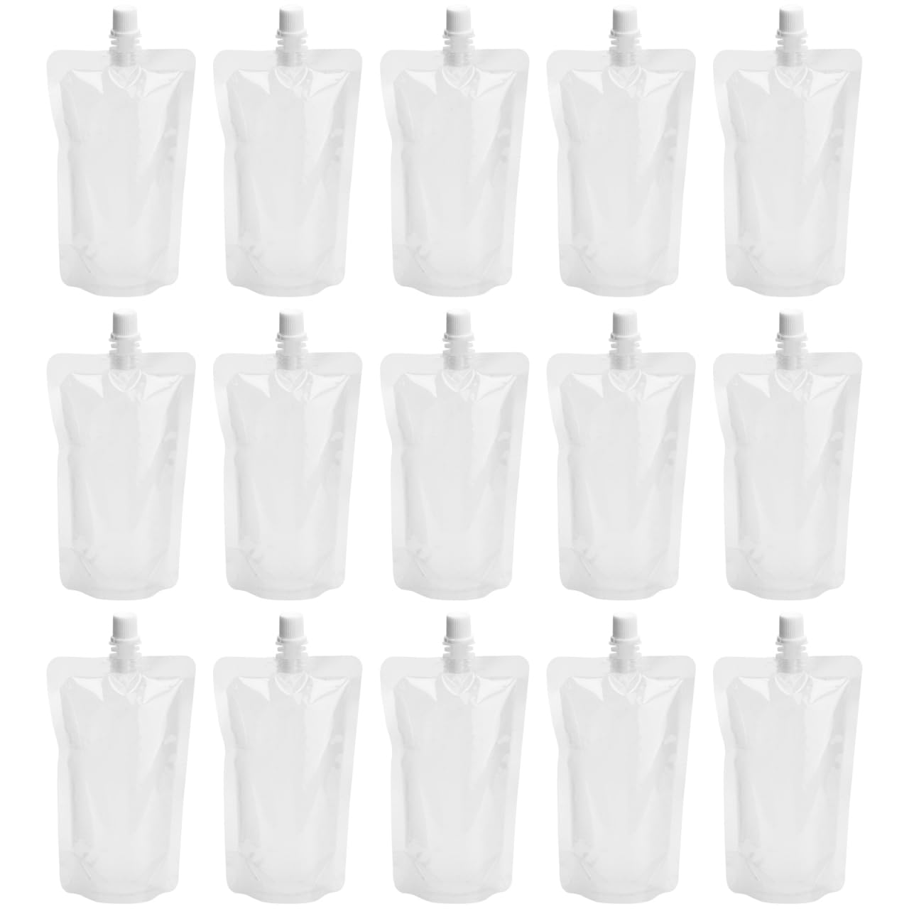 Operitacx Reusable Transparent Plastic Drinks Flasks with Suction Nozzle Seal Portable Liquid Pouch for Soybean Milk Juice and B