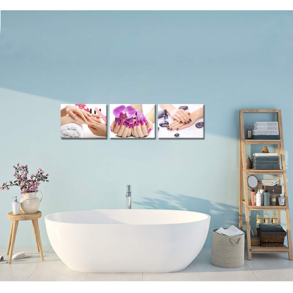 Homeoart Nail Room Decor Manicure Canvas Wall Art Fashion Woman Makeup Room Wall Decor Nail Salon Decoration Spa Room Decor Fram