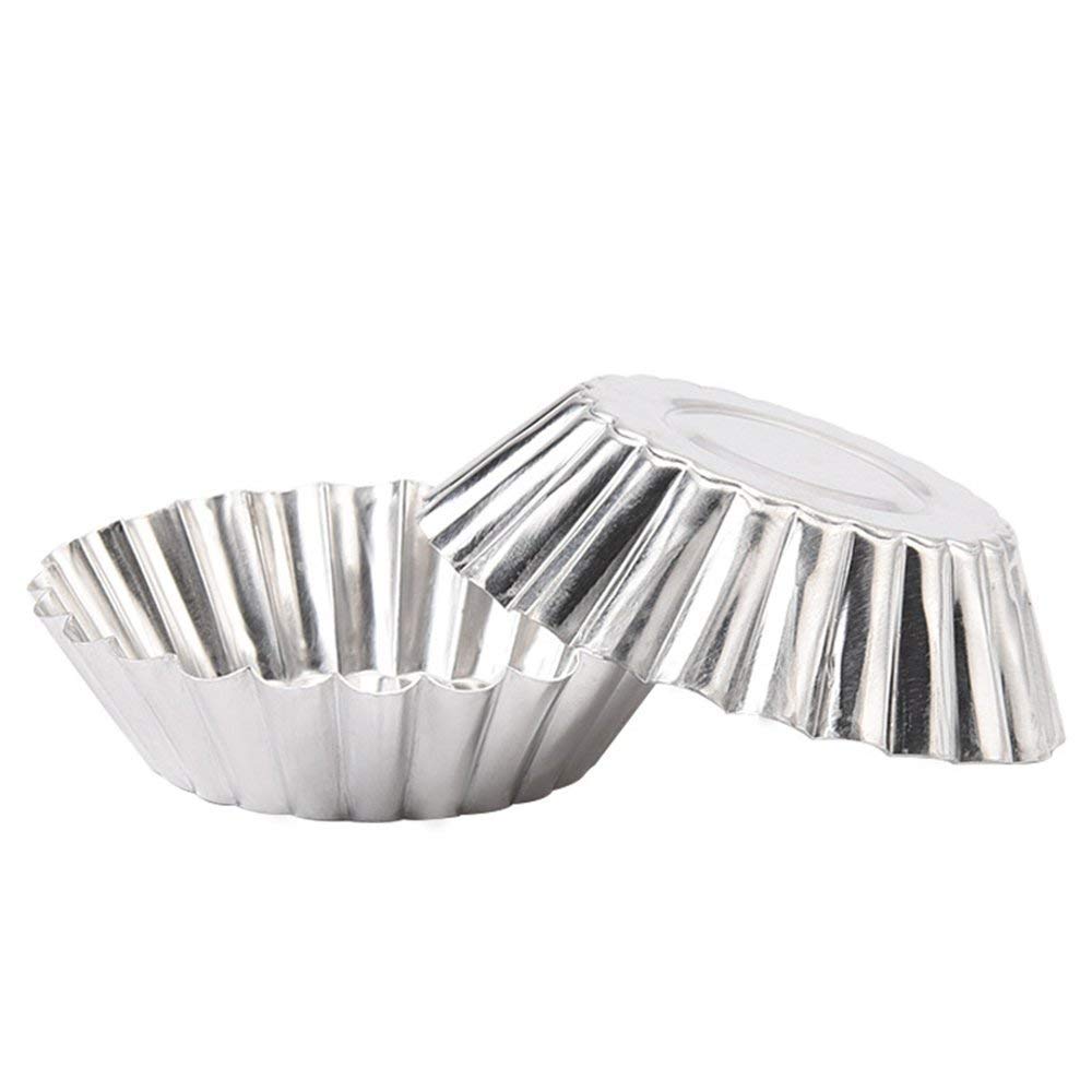 Non-Stick Egg Tart Molds - Reusable Baking Tinplate Round Muffin Cups For Baking(Set Of 20) (Round)