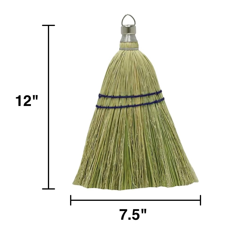 Rocky Mountain Goods Whisk Broom 12    - Heavy Duty Natural Corn Straw With Reinforced Nylon Stitching - Small Whisk For Car, Ou
