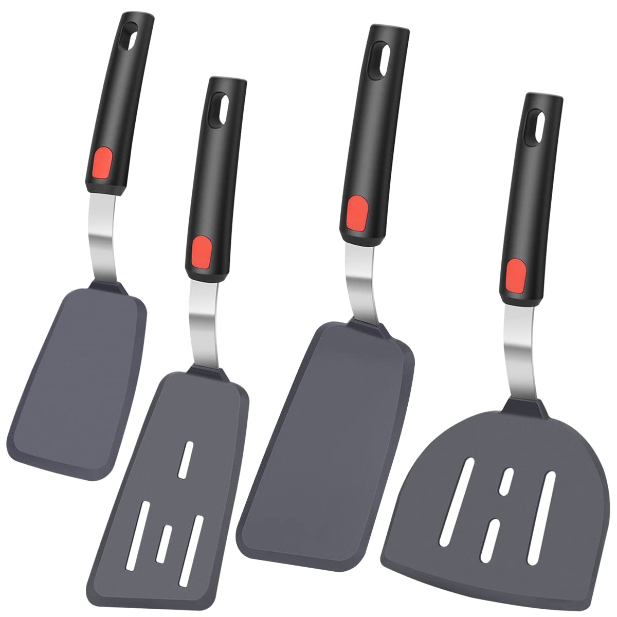 Klaqqed 4Pcs Spatula Silicone Heat Resistant Flexible Rubber Silicone Spatulas For Nonstick Cookware, Burger Pancake Spatula Tur