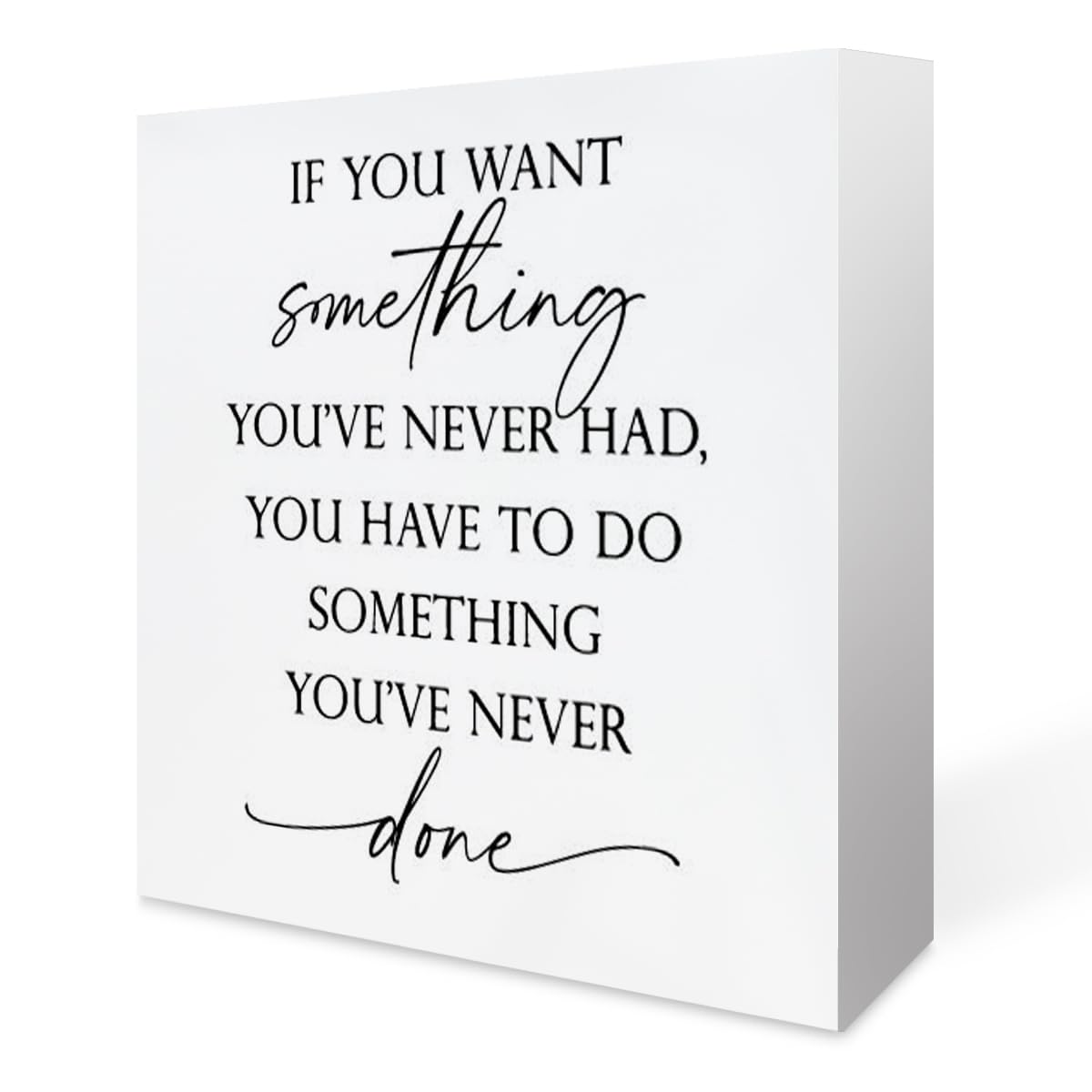 Inspirational Quote about Success Office Decor Sign, Positive Saying Quotes Signs Wooden Block Sign, Home Office Desk Shelf Deco