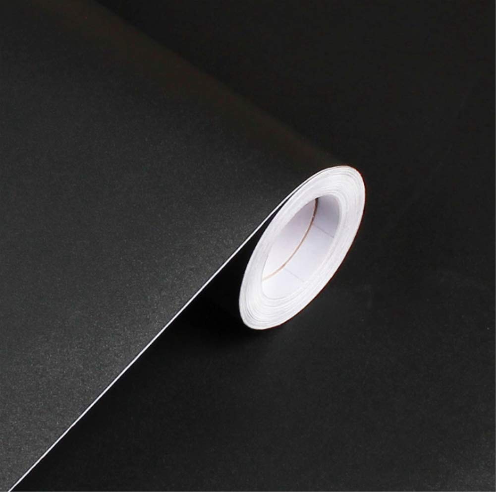 Yija Solid Color Frosted Waterproof Wallpaper Shelf Drawer Liner Self-Adhesive Cabinet Sticker 15.6 Inch By 98 Inch (Black)