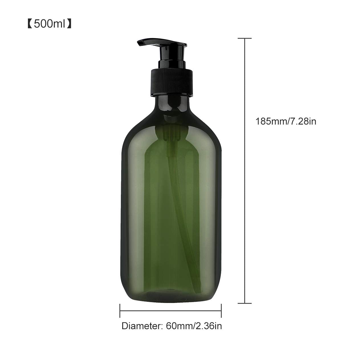 Yebeauty Pump Bottles  17oz/500ml Liquid Soap Pump Bottles Dispenser Large Empty Plastic Refillable Containers- 2 Pack Green