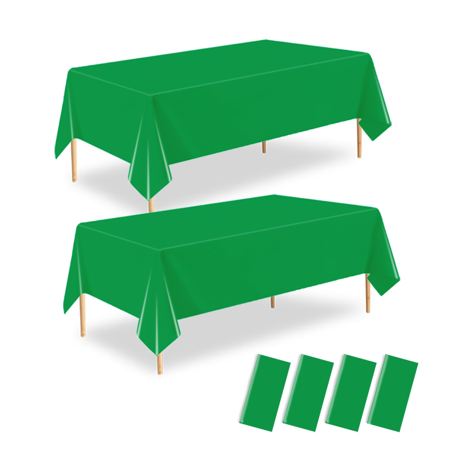 ZHIAXTON 4 Pack Green Plastic Tablecloth,54 X 108 Inch Disposable Rectangle Table Cover for Birthday, Wedding and Picnics