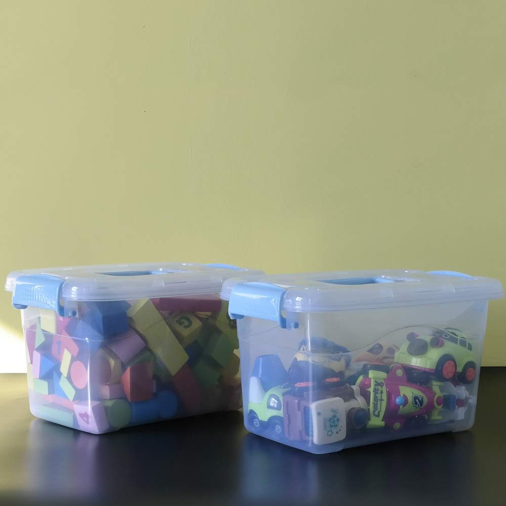Doryh 5 L Plastic Storage Bin with Lid  Clear Transparent Box With Handles  Set of 6