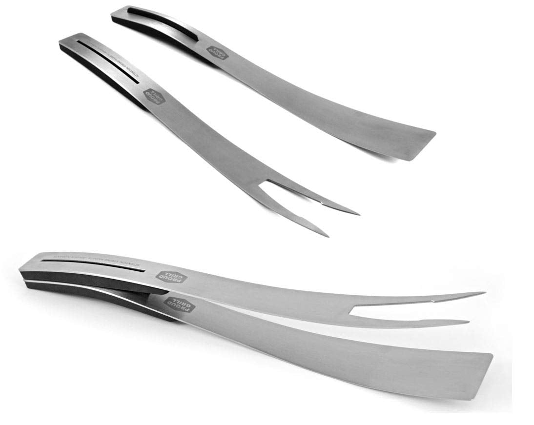 Proud Grill Connect It Magnetic Bbq Tool Set - 2 Bbq Tools - 4 Uses | Elegant Stainless Steel Design| Spatula And Fork Connect T