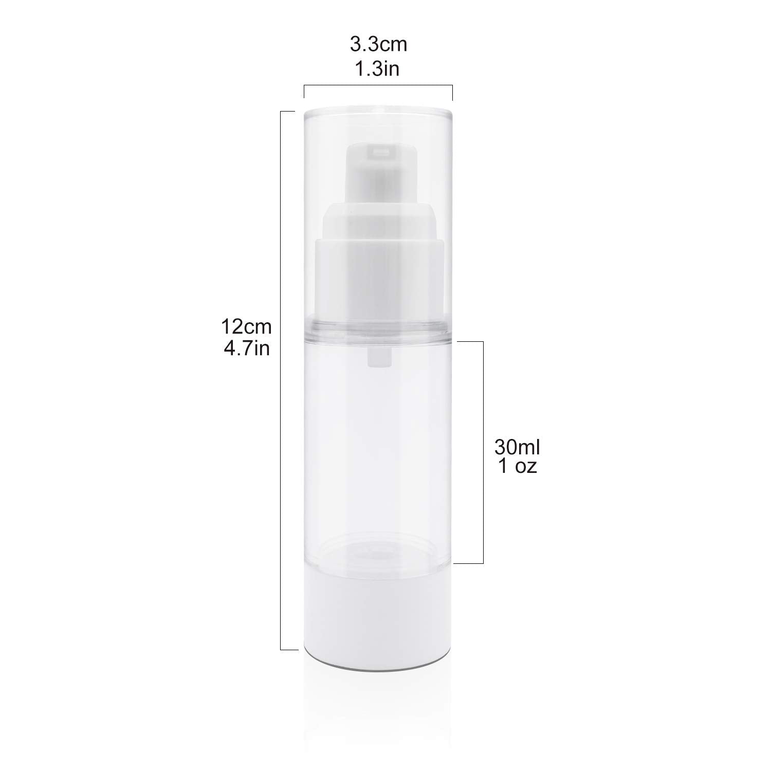 Trendbox 30Ml / 1Oz Airless Vaccum Pump Travel Bottles For Lotions, Cream - 4 Pack