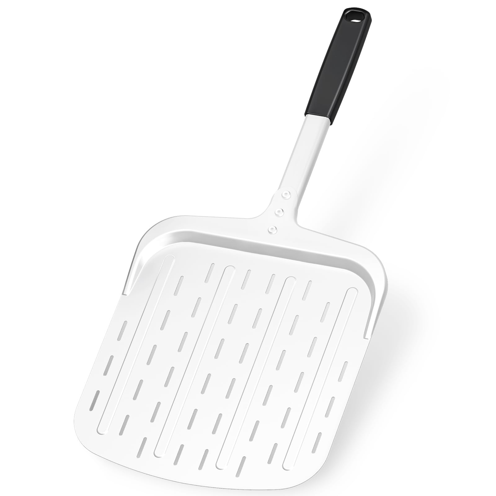 Rioomdx Pizza Peel 12-Inch Perforated Aluminum Pizza Paddle, Non-Stick Metal Pizza Peel Long Handle Pizza Spatula Paddle For Ove