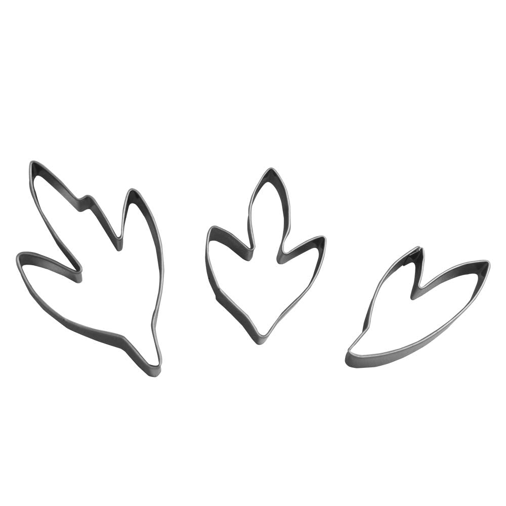 Small Peony Leaf Gum Paste Fondant Cutter Set - 3 Piece - Stainless Steel - Sugarcraft Cutter Decorating Tools