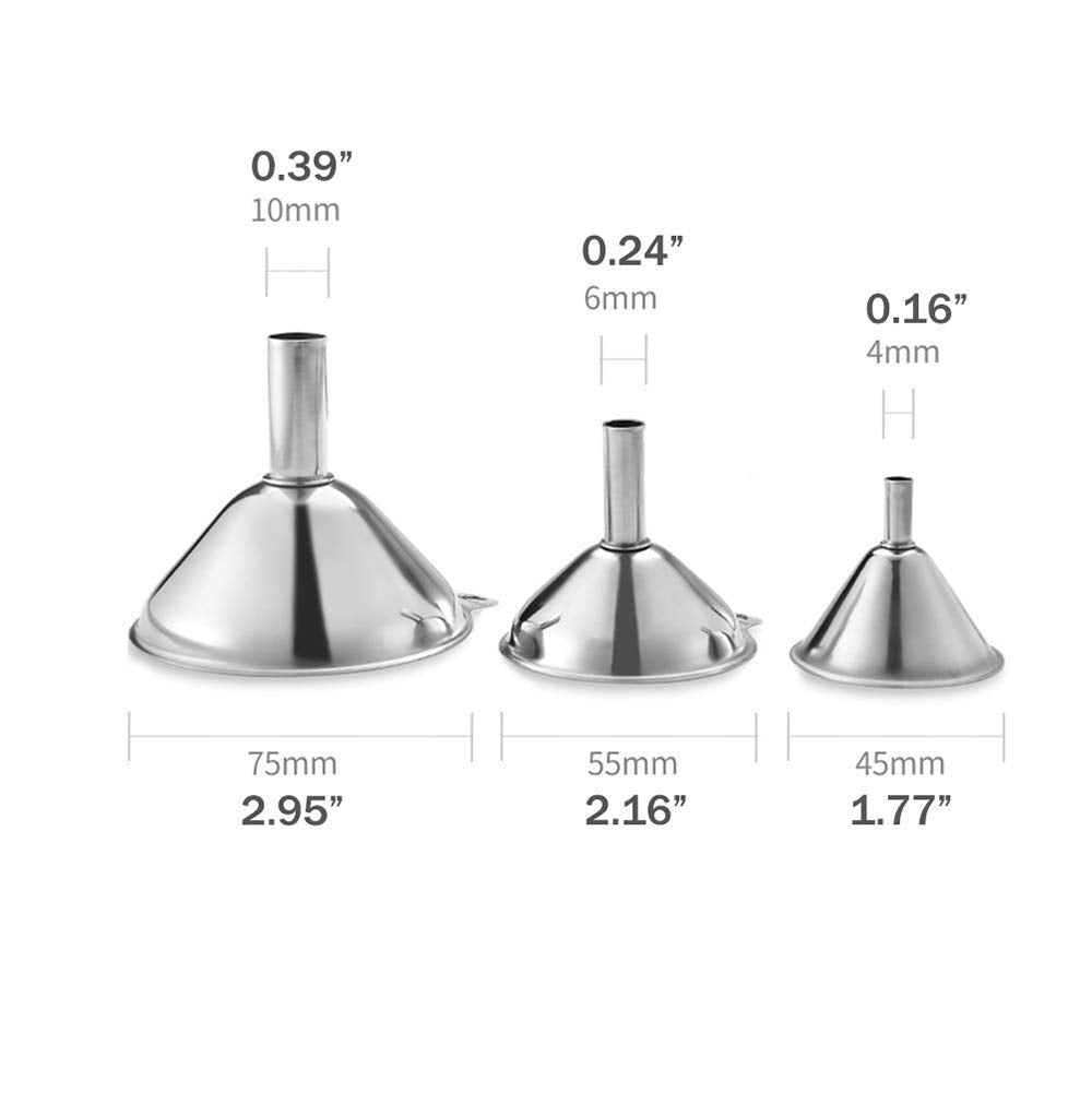 Norpro 3-Piece Stainless Steel Funnel Set, Large, Medium, And Small Mouth (2-Sets Total)