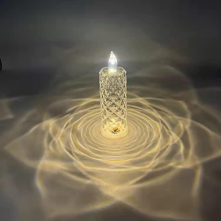 Enncozy Crystal Candle Table Acrylic Diamond Bedside Lamp For Bedroom, Living Room, Flameless And Smokeless Led Candle Lamp For 