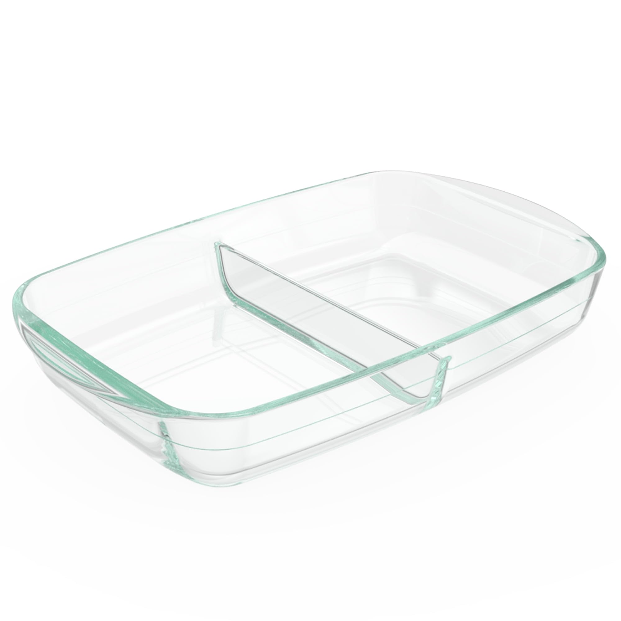 Pyrex Divided Glass Casserole Baking Dish, 8x6 inch Each, 2-Compartment, Oven to Table Clear Serving Glass Bakeware, Oven Freeze