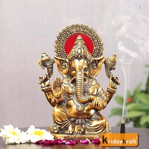 Prince Home Decor & Gifts White Metal Silver Plated Ganesh Showpiece Idol For Home Decor And Gift Purpose