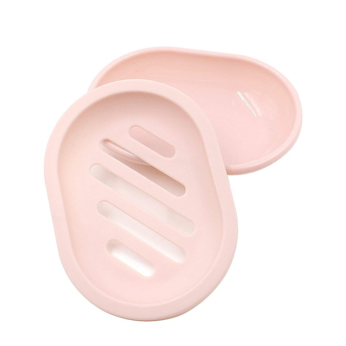 Topsky 2-Pack Soap Dish With Drain, Soap Holder, Soap Saver, Easy Cleaning, Dry, Stop Mushy Soap (Pink)