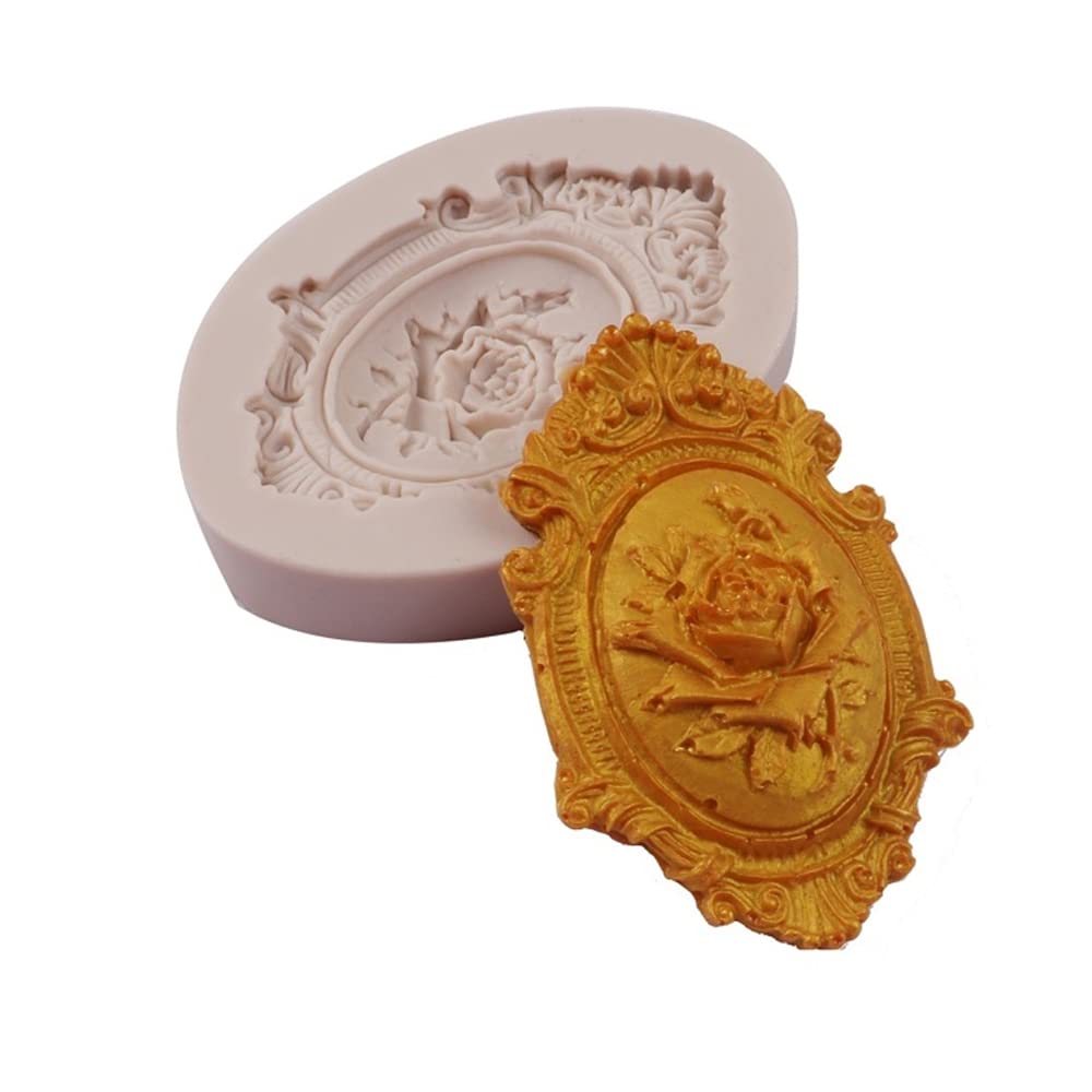 Cestony European Retro Embossed Rose Photo Frame Silicone Molds For Diy Cake Fondant Biscuit Cookies Soap Sugar Pudding Chocolat