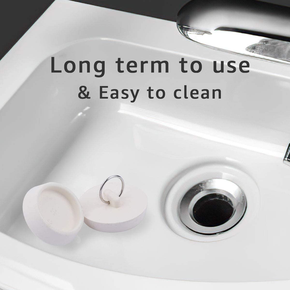 Wild Tribe Rubber Sink Stopper – 4 Sizes, White Drain Plug with Hanging Ring for Kitchen, Bathtub, and Bathroom