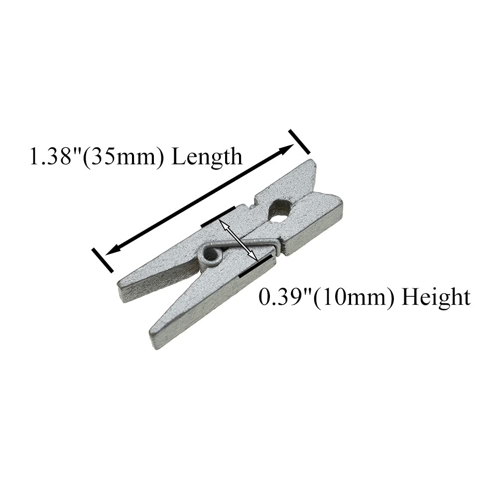 HAHIYO Silver Wooden Clothes Pins Clothespins Small Do NOT Fall Apart 1.38 inches Length 50 Pack Sturdy Strong Springs No Rust No Discoloration for Laundry Bathroom DIY Craft Photos Food Opened Bags