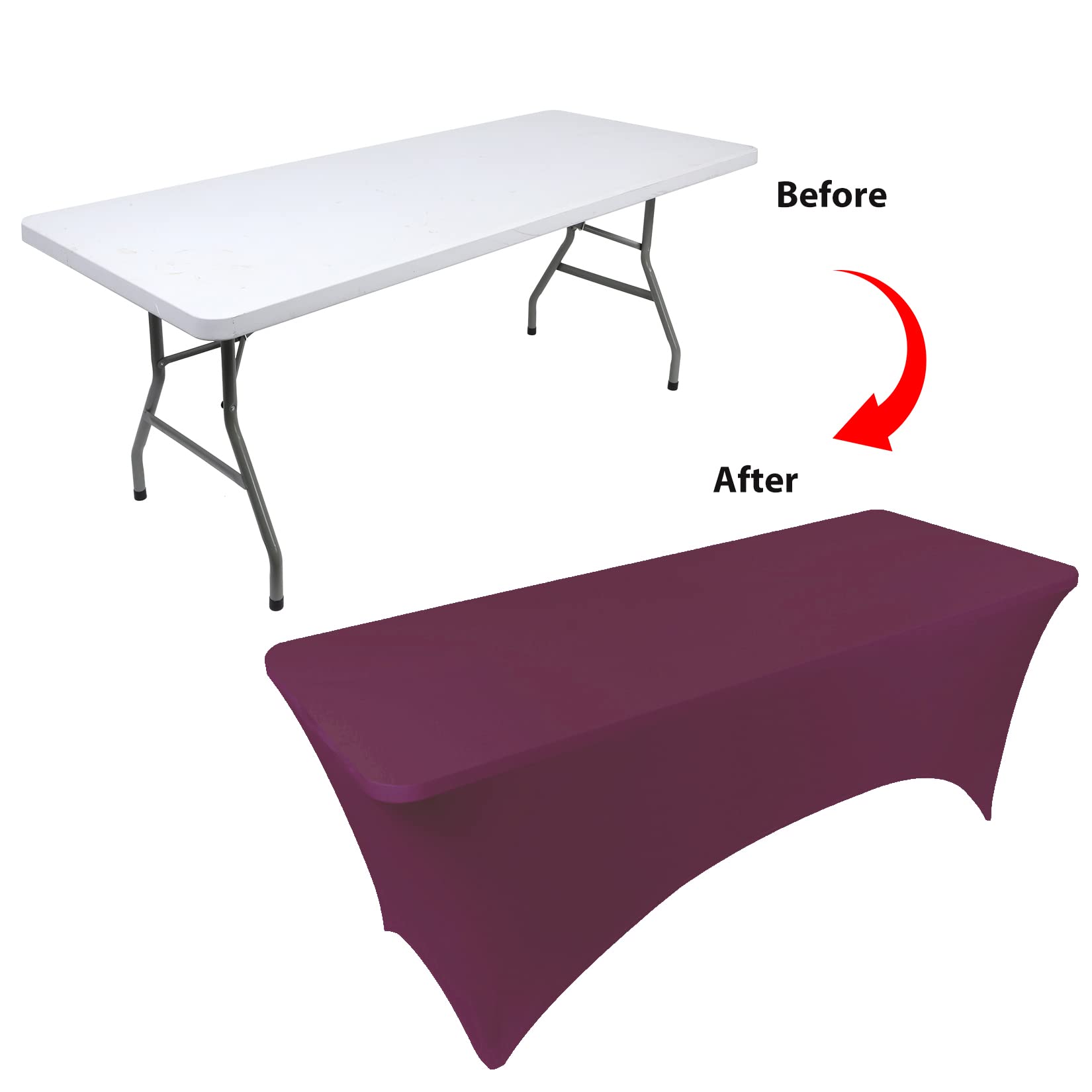 Bddc Table Covers For 6 Foot Tables, Spandex Table Covers 6Ft, Burgundy Table Cloths Rectangle 6Ft For Events, Wedding, Banquets
