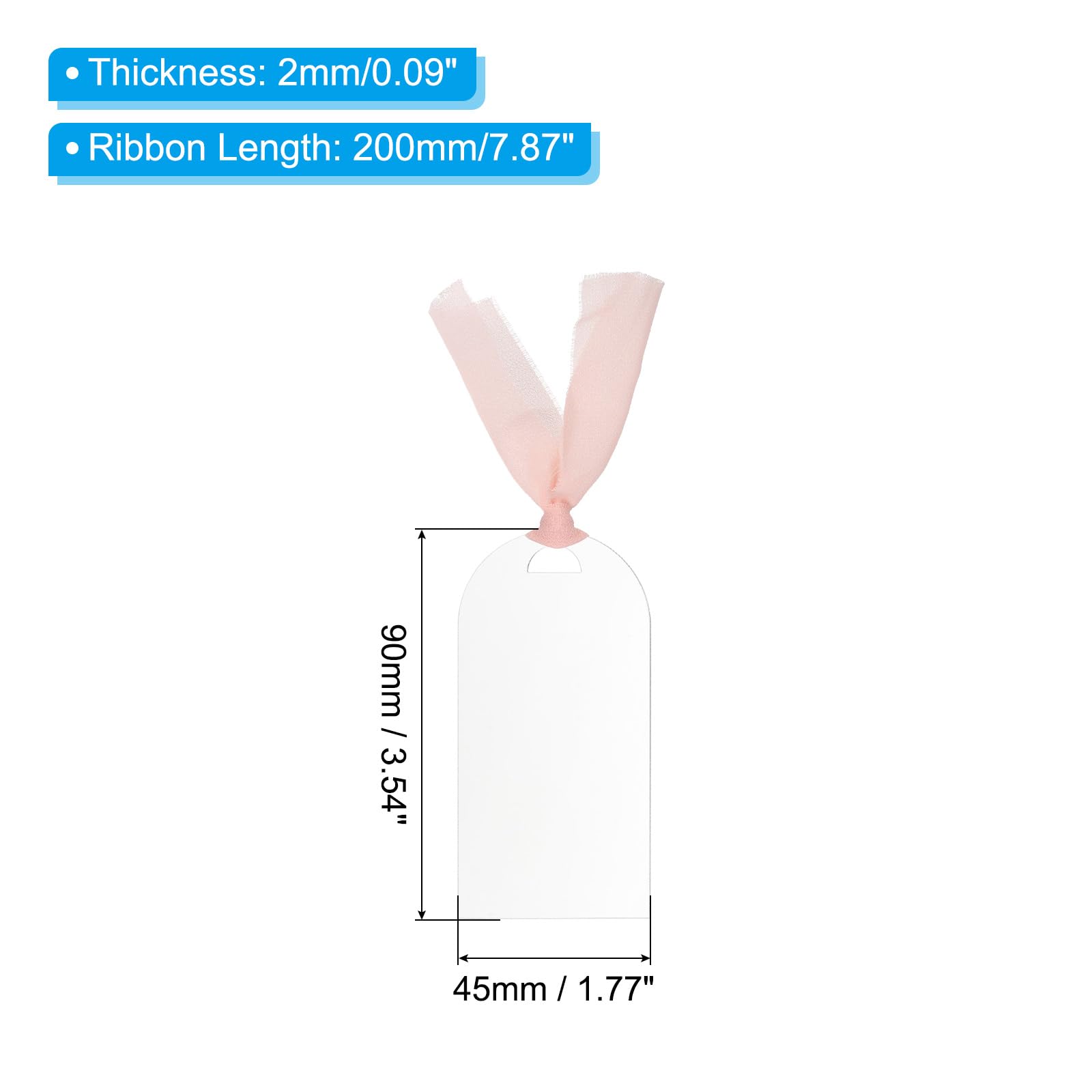 Patikil Place Cards For Table Setting 3.5'' X 1.8'', 10 Pcs Acrylic Name Cards With Ribbon For Wedding Banquets Events Table Set