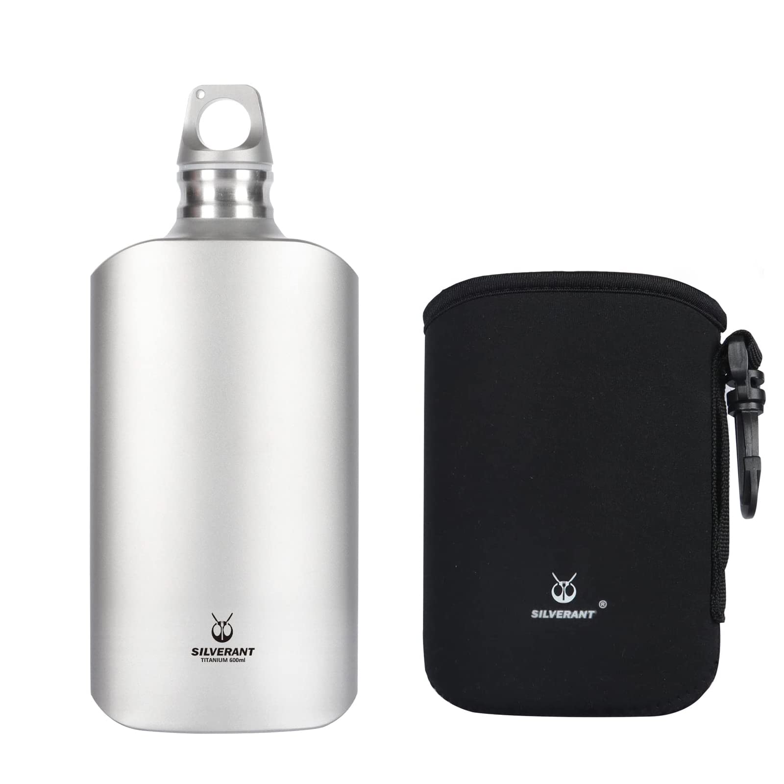 SILVERANT Ultralight Titanium Water Bottle 600ml/20.29 fl oz  Outdoor Camping Hiking Sports Hydration Bottle with Insulating Th