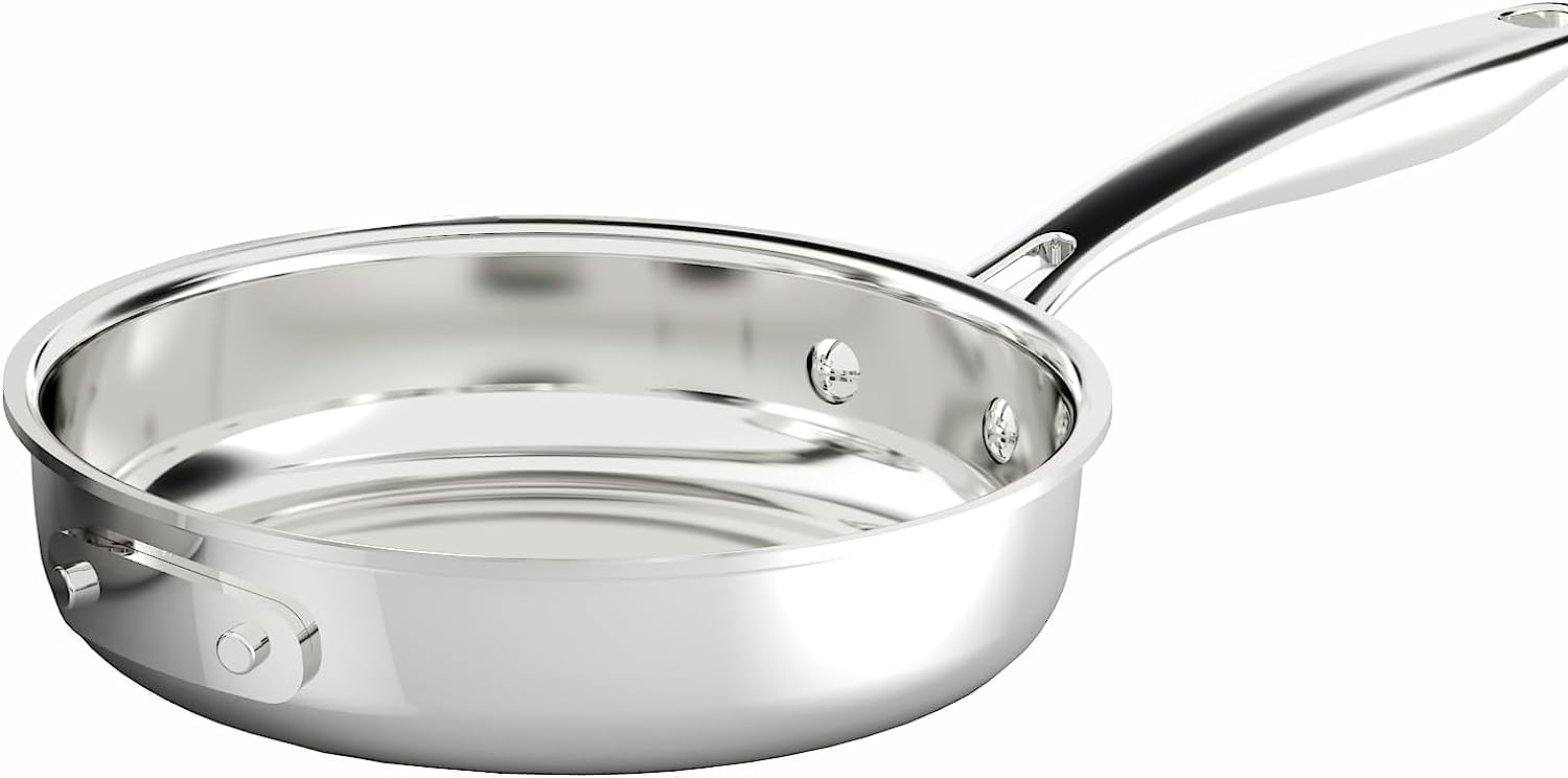 Nuwave Whole Body 3-Ply Stainless Steel Frying Pan Skillet 10'', Premium 18/10, Even-Heating Tech&Heavy-Duty Construction,