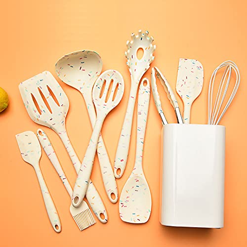 Aeelue 11 Pcs Silicone Cooking Utensils Kitchen Utensil Set,Turner,Tongs,Spatula,Spoon,Brush,Egg Beater. Colorful Silicone Kitch