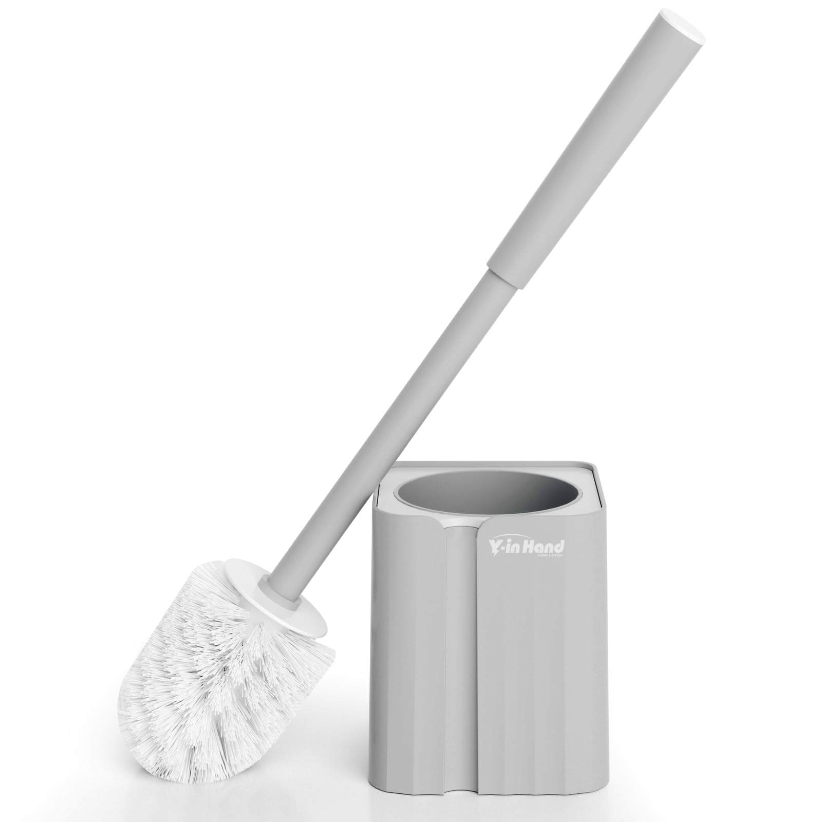 Y-in Hand Toilet Brush, Toilet Bowl Cleaners Brush with Hidden Holder, Long Handle, Durable PP Bristles, Modern RV Bathroom Acce