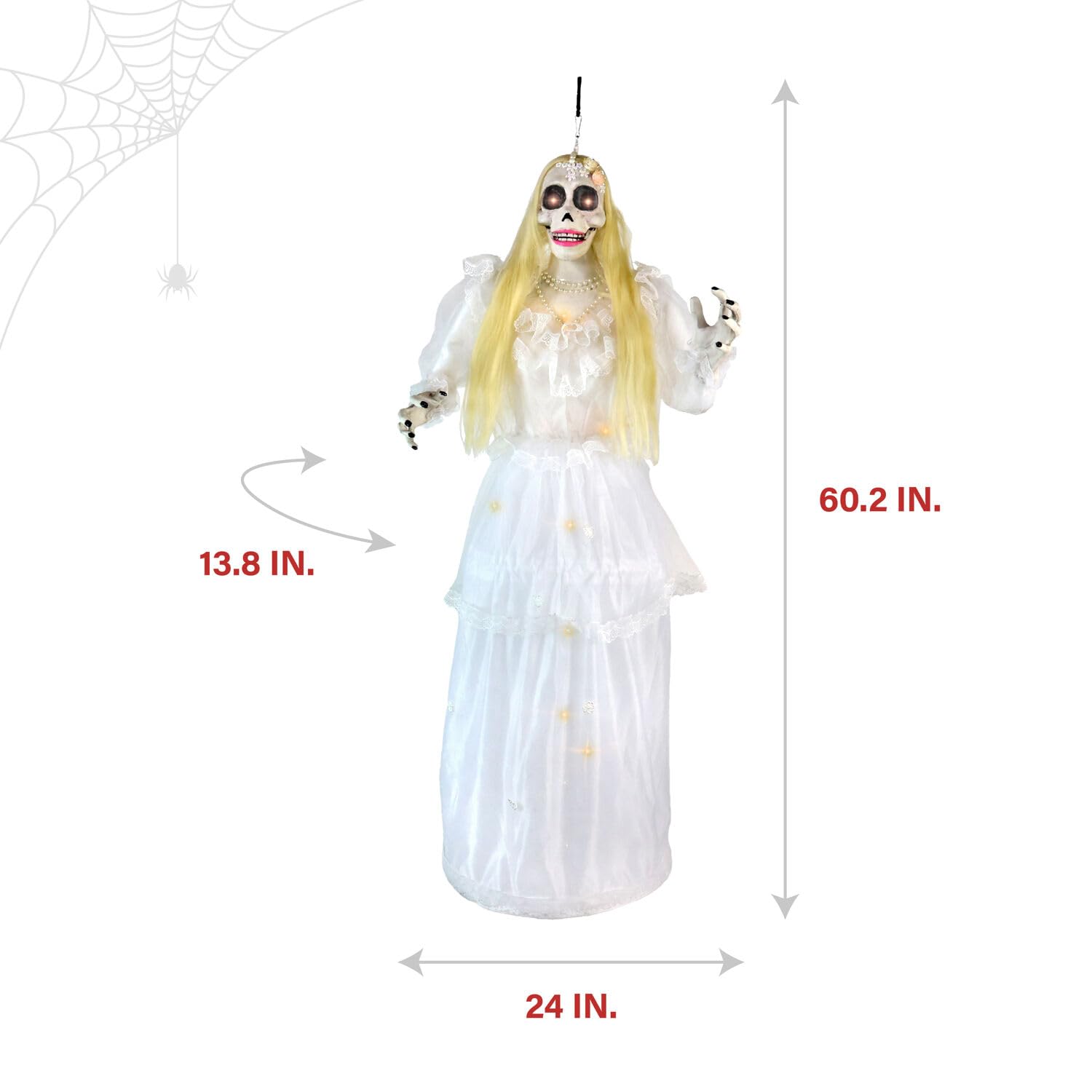 Haunted Hill Farm Animatronic Animated Hanging Spinning Bride, Halloween Animatronic, Creepy Horror Movie D  cor, Scary House Pa