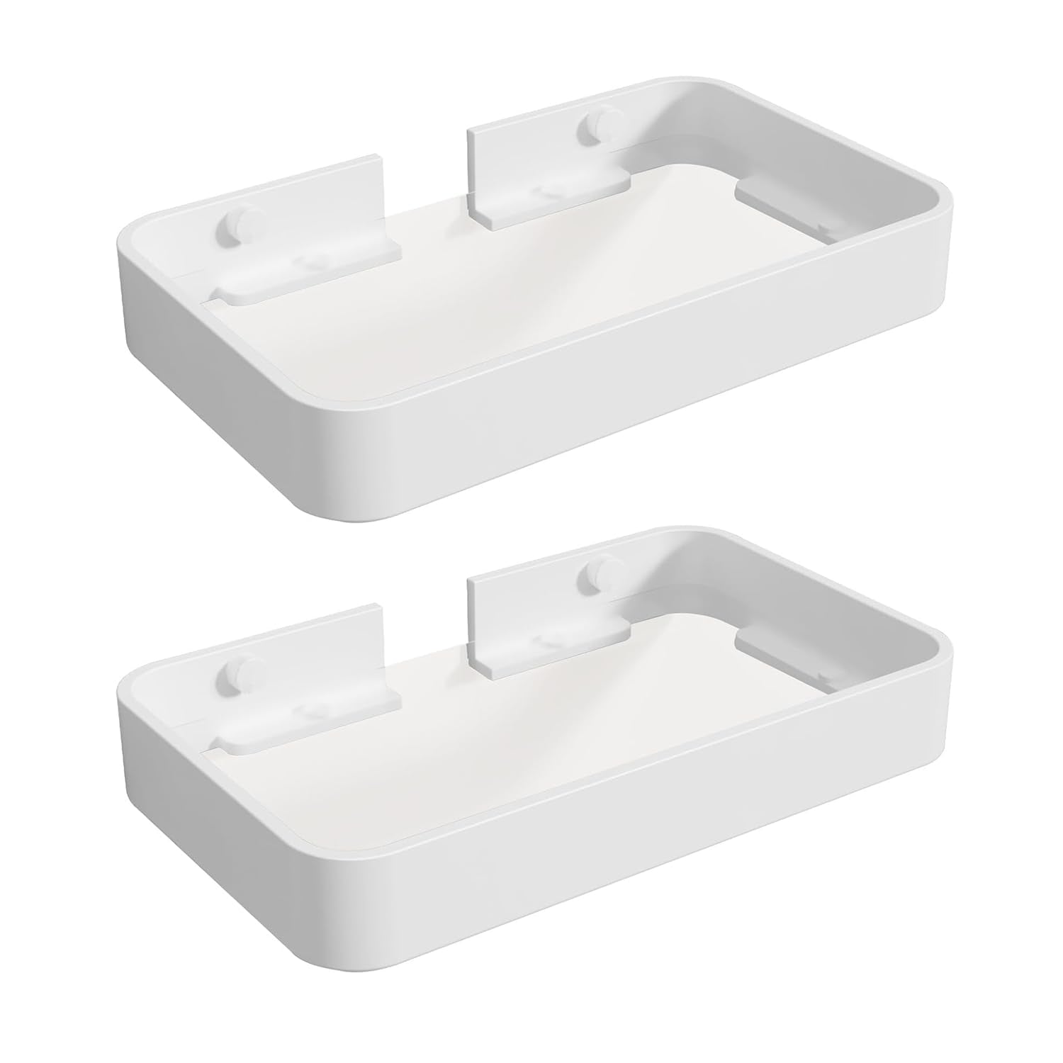 Z metnal Small Glass Bathroom Shelves, White Floating Wall Shelf, Mini Wall Mounted (White Clear Glass, 8 inch/20cm)