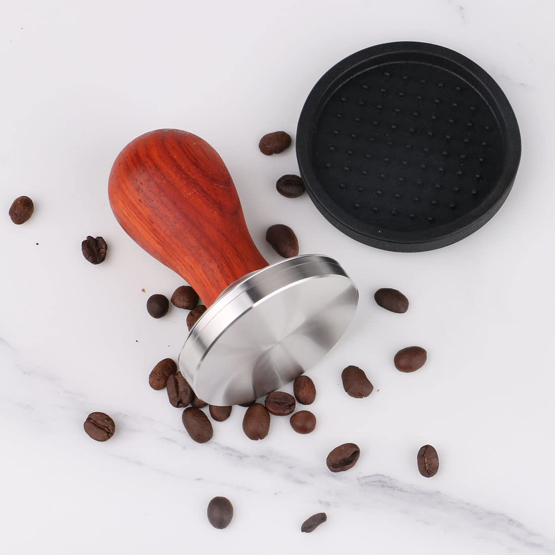 Omgogo Coffee Tamper 51Mm Stainless Steel Barista Espresso Base Coffee Bean Press With Mat Tamper With 304 Stainless Steel Base