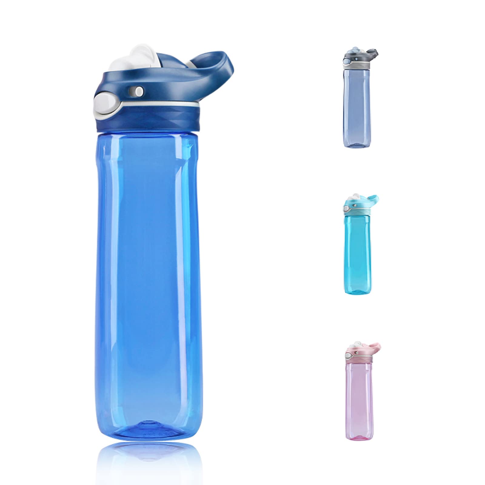 Dearart 2-Pack 26Oz Grey Water Bottle And Sky Blue Water Bottle Without Straw, Bpa Free 100% Leakproof, Clear Bottle With Wide M