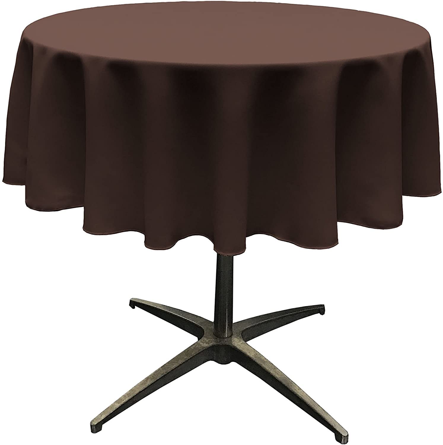 LA Linen Polyester Poplin Tablecloth 58-Inches Round  Brown