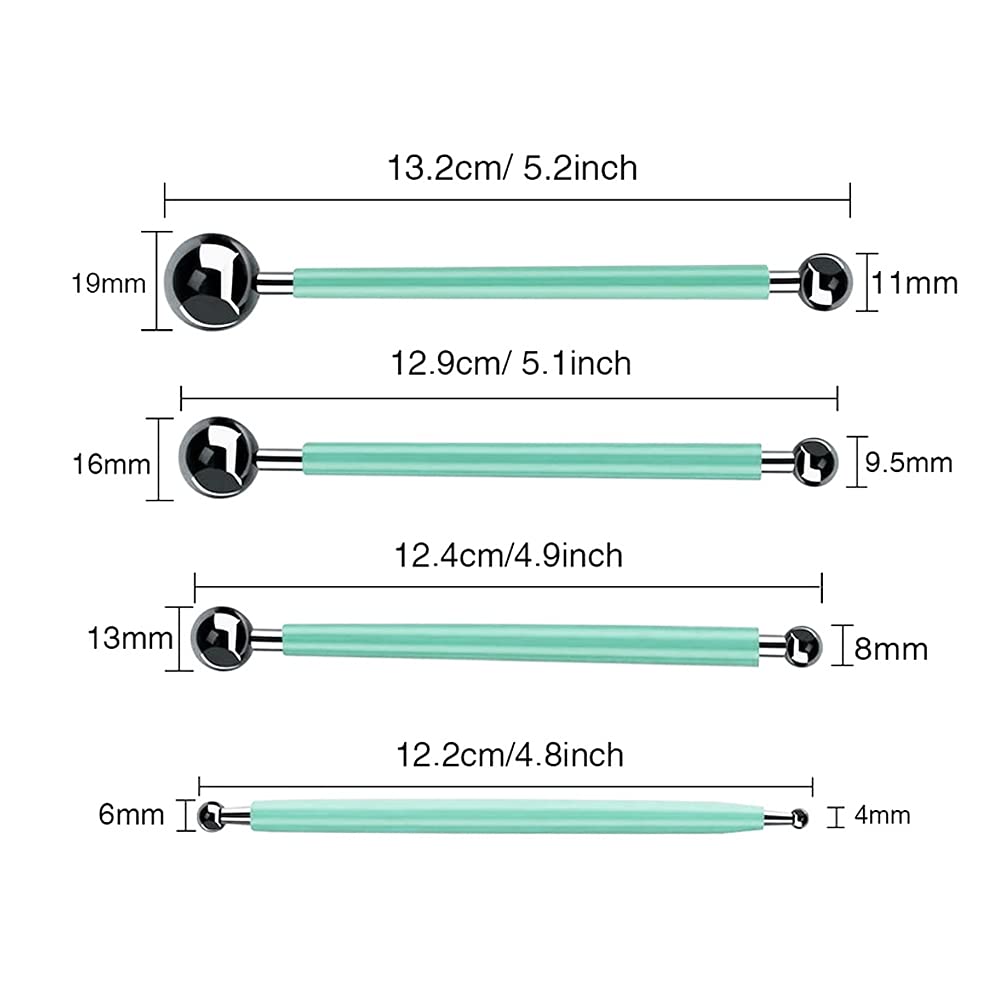 4 X Fondant Cake Decorating Clay Flower Sugarcraft Ball Model Diy Tool 8 Sizes (Green)