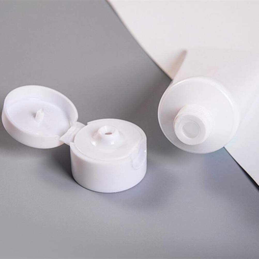 Upstore 20Pcs White Plastic Refill Cosmetic Soft Tubes Leakproof Makeup Travel Packing Vials Bottles With Flip Cover Sample Stor