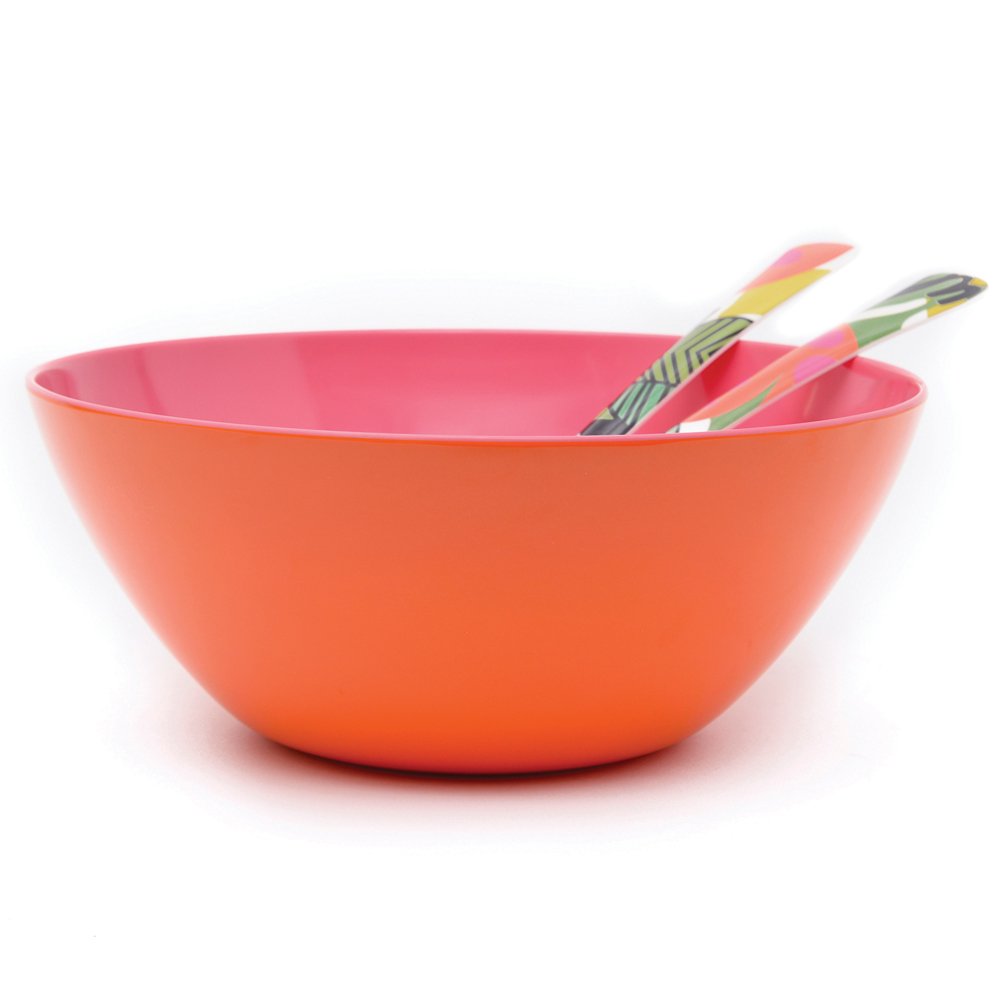 French Bull 12.5'' Serving Bowl - Melamine Dinnerware - Salad, Mixing, Pasta (Orange/Pink Two Tone)