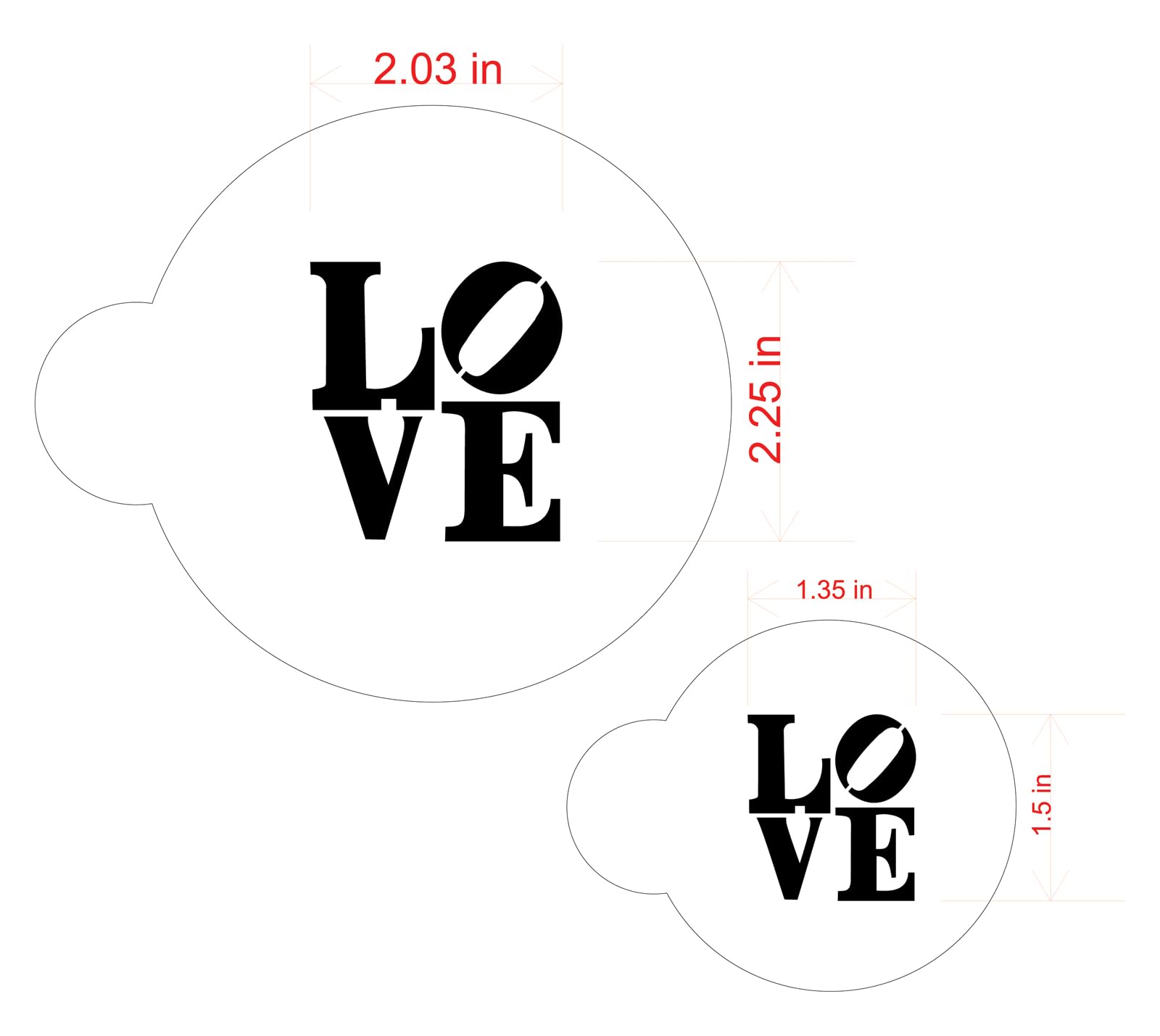 Designer Stencils Love Sculpture Cookie Stencil Set, Beige/Semi-Transparent