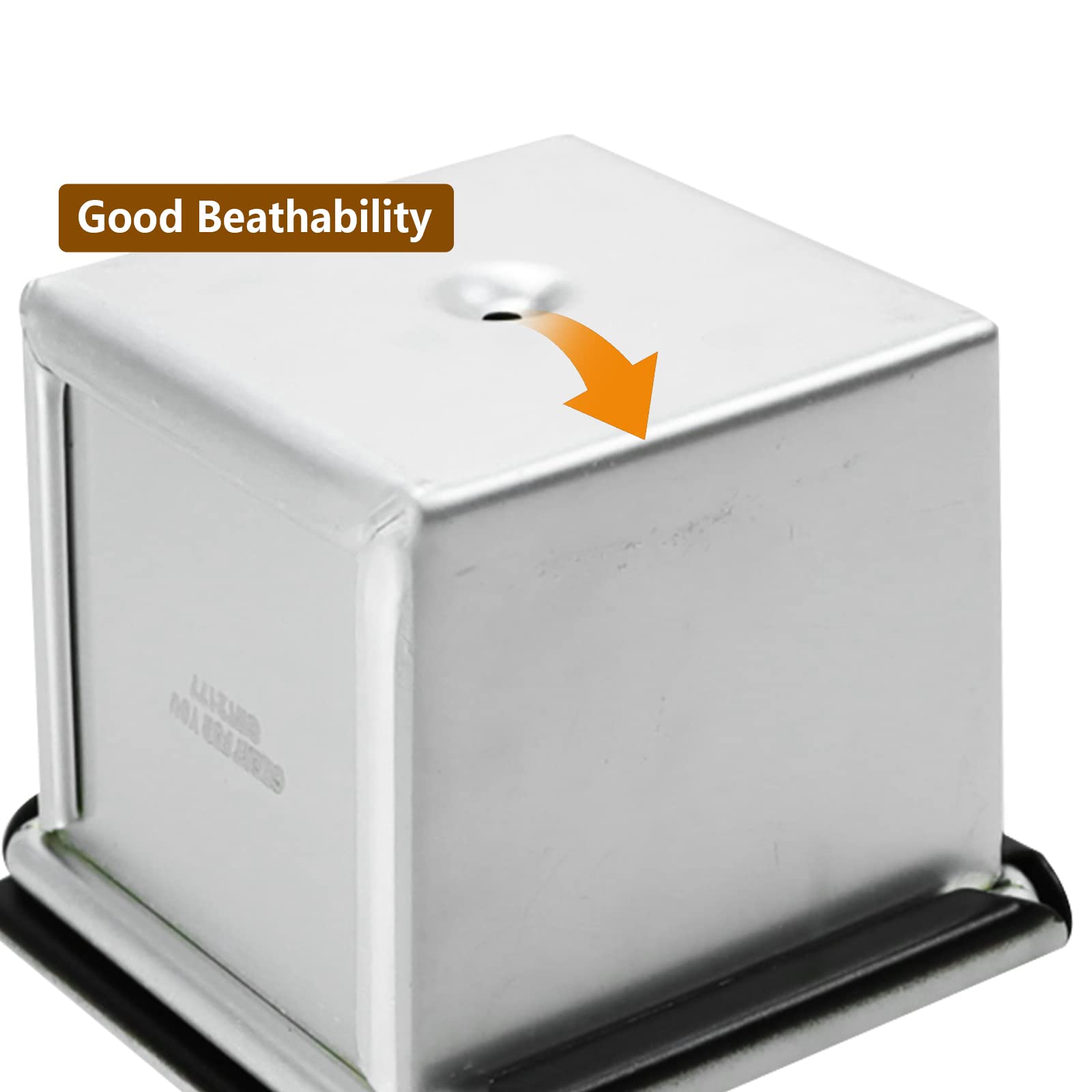 Ta Best Pullman Loaf Pan With Lid Non-Stick Square Smooth Toast Box Aluminized Steel Bread Pan With Lid,3.94X3.94X3.94In(10Cm)