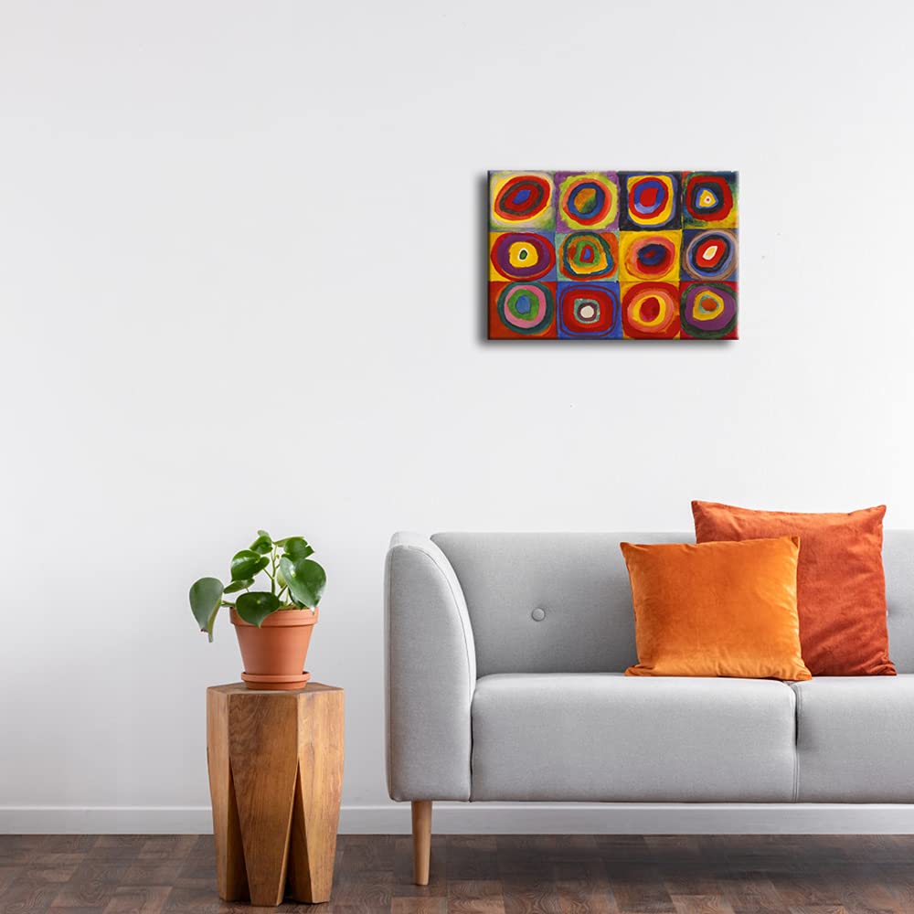 Wieco Art Squares With Concentric Circles Canvas Wall Art Print Of Wassily Kandinsky'S Famous Paintings Abstract Wall Art For Wa